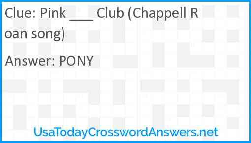 Pink ___ Club (Chappell Roan song) Answer