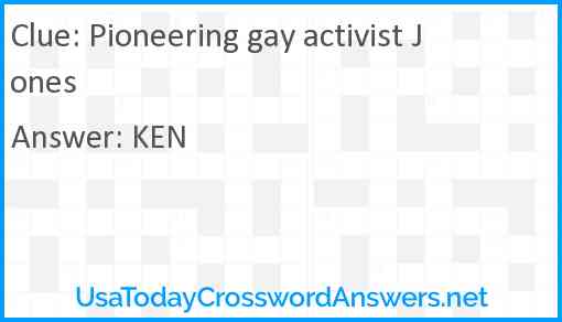 Pioneering gay activist Jones Answer