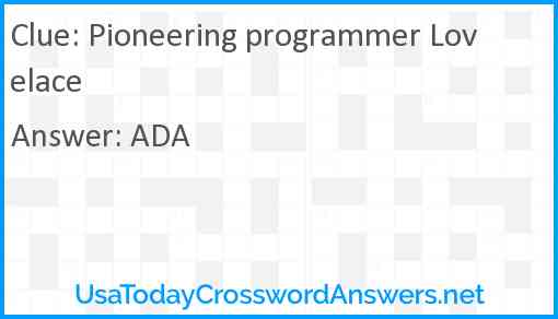 Pioneering programmer Lovelace Answer