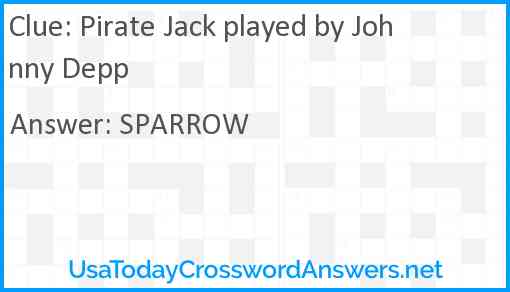 Pirate Jack played by Johnny Depp Answer