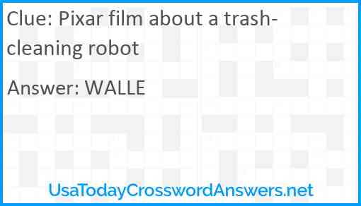 Pixar film about a trash-cleaning robot Answer