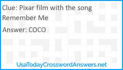 Pixar film with the song Remember Me Answer