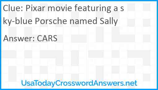 Pixar movie featuring a sky-blue Porsche named Sally Answer