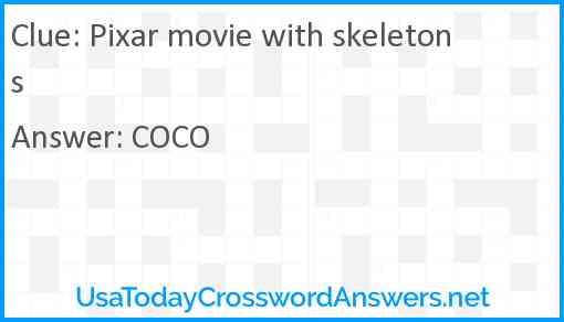 Pixar movie with skeletons Answer