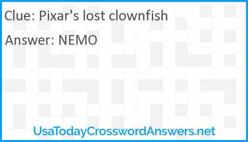Pixar's lost clownfish Answer