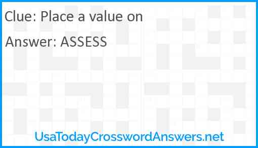 Place a value on Answer