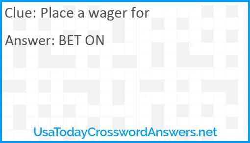 Place a wager for Answer