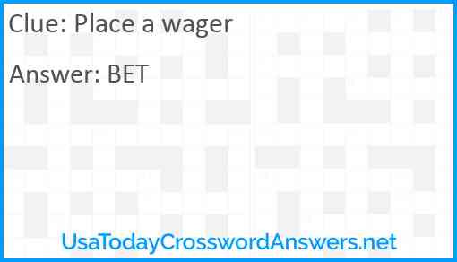 Place a wager Answer
