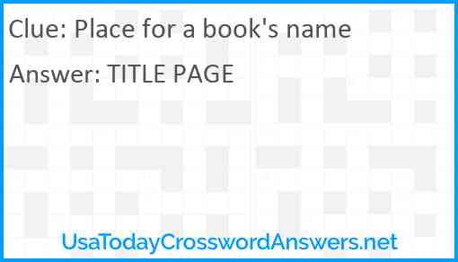 Place for a book's name Answer