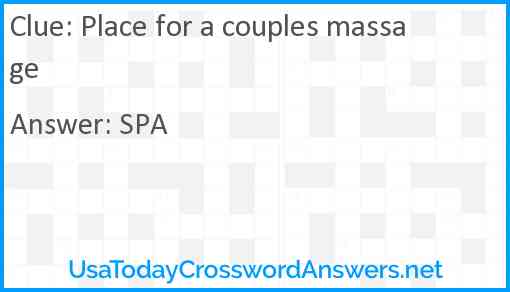 Place for a couples massage Answer
