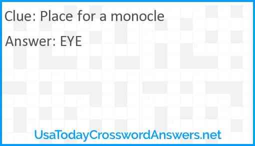 Place for a monocle Answer