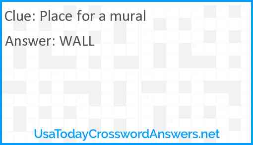 Place for a mural Answer