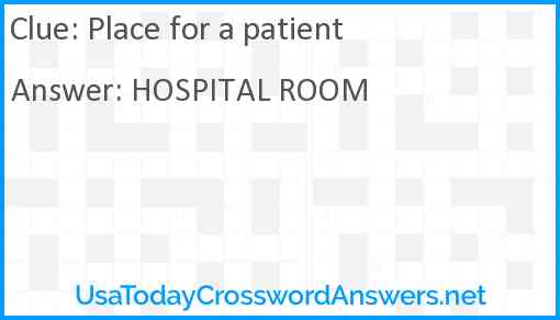 Place for a patient Answer
