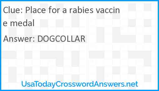 Place for a rabies vaccine medal Answer