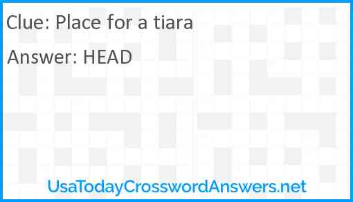 Place for a tiara Answer