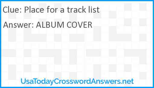 Place for a track list Answer