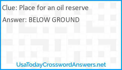 Place for an oil reserve Answer