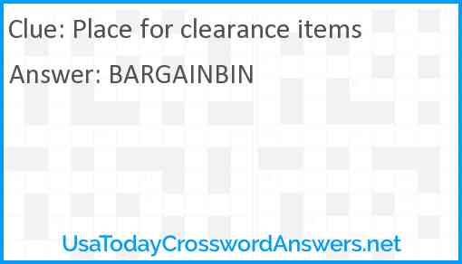 Place for clearance items Answer