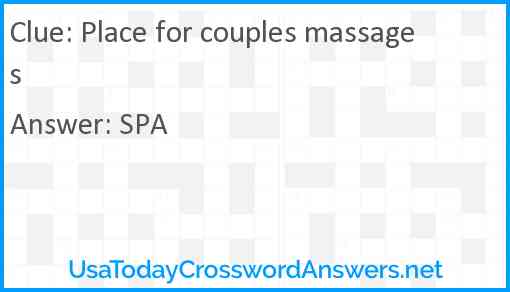 Place for couples massages Answer