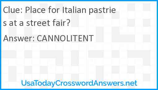 Place for Italian pastries at a street fair? Answer