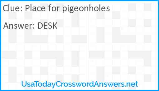 Place for pigeonholes Answer
