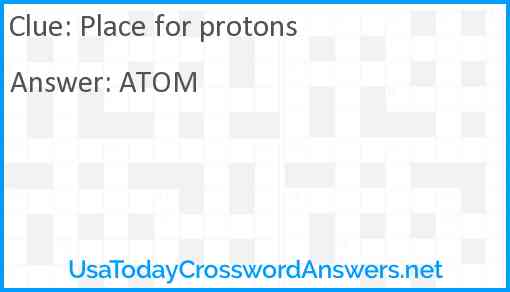 Place for protons Answer