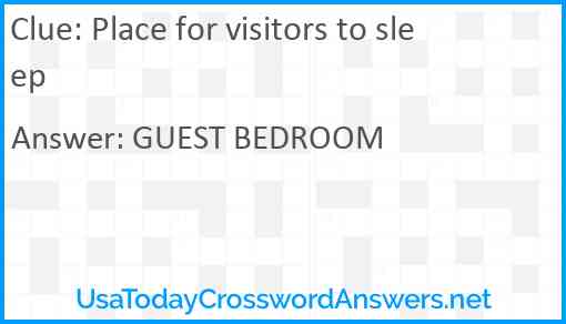 Place for visitors to sleep Answer