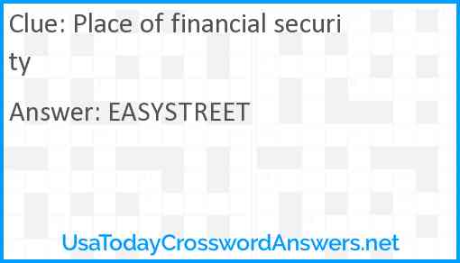 Place of financial security Answer
