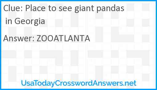 Place to see giant pandas in Georgia Answer