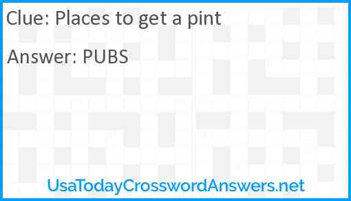 Places to get a pint Answer