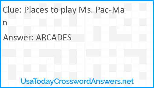 Places to play Ms. Pac-Man Answer