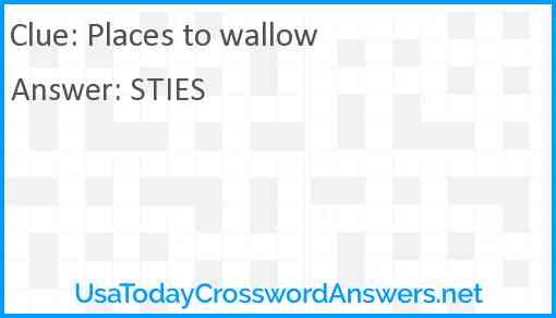 Places to wallow Answer
