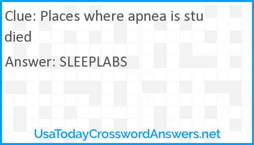 Places where apnea is studied Answer