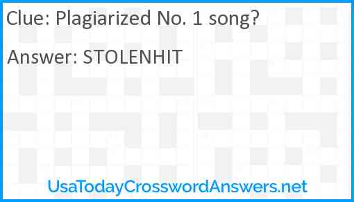 Plagiarized No. 1 song? Answer