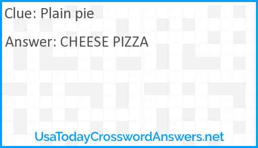 Plain pie Answer