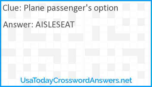 Plane passenger's option Answer