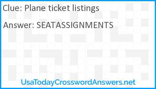 Plane ticket listings Answer