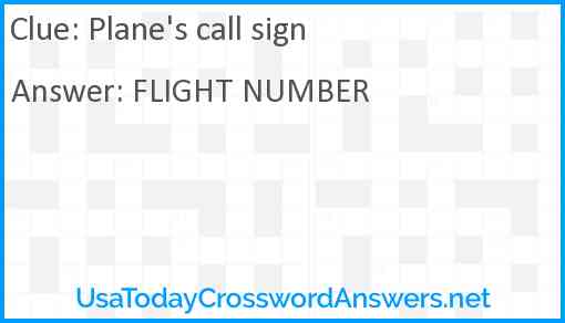Plane's call sign Answer