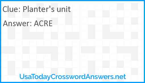 Planter's unit Answer