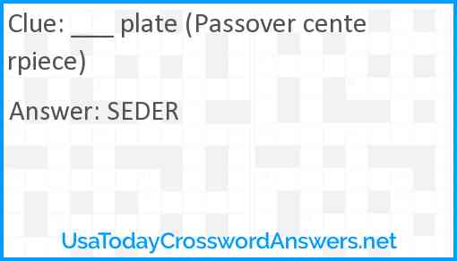 ___ plate (Passover centerpiece) Answer