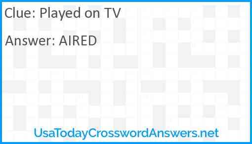 Played on TV Answer