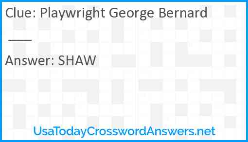 Playwright George Bernard ___ Answer