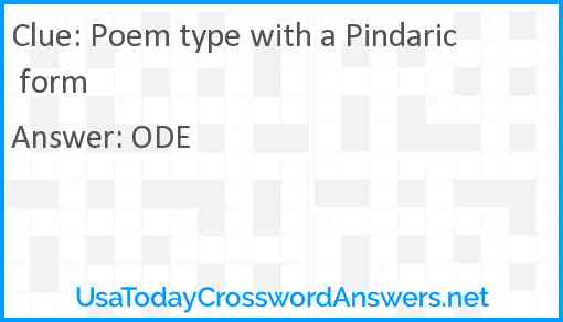 Poem type with a Pindaric form Answer