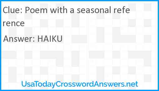 Poem with a seasonal reference Answer