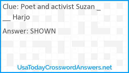 Poet and activist Suzan ___ Harjo Answer
