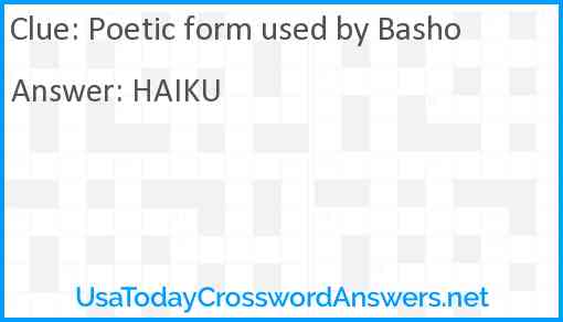 Poetic form used by Basho Answer
