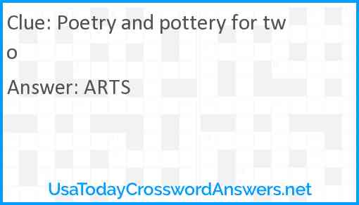 Poetry and pottery for two Answer