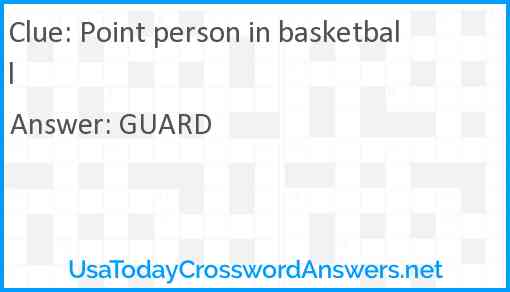 Point person in basketball Answer