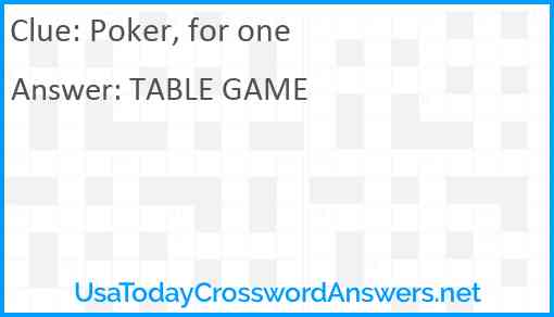 Poker, for one Answer