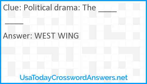 Political drama: The ____ ____ Answer